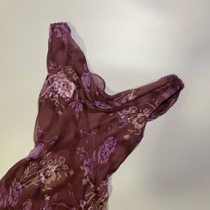 vintage mauve purple floral off the shoulder maxi dress